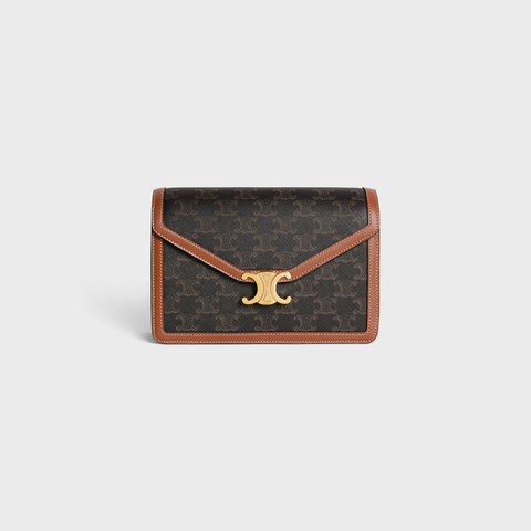 ENVELOPPE BAG IN TRIOMPHE CANVAS AND CALFSKIN TAN - Image 1